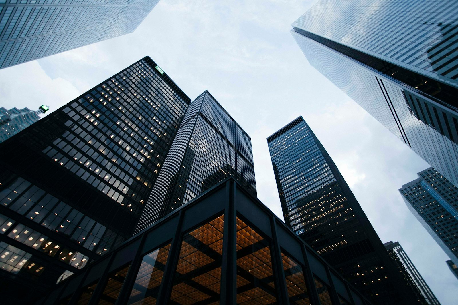 Modern commercial building towers